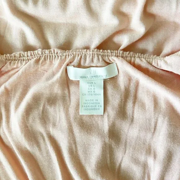 H&M MAMA Long Jersey Maternity Dress (L) in Apricot Ruffle Shoulder Flounce Maxi - Picture 8 of 14